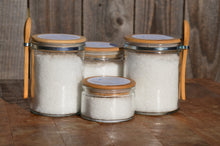 Load image into Gallery viewer, Salt Flower Sea Salt in Reusable Glass Jar with Bamboo lid
