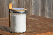 Load image into Gallery viewer, Salt Flower Sea Salt in Reusable Glass Jar with Bamboo lid
